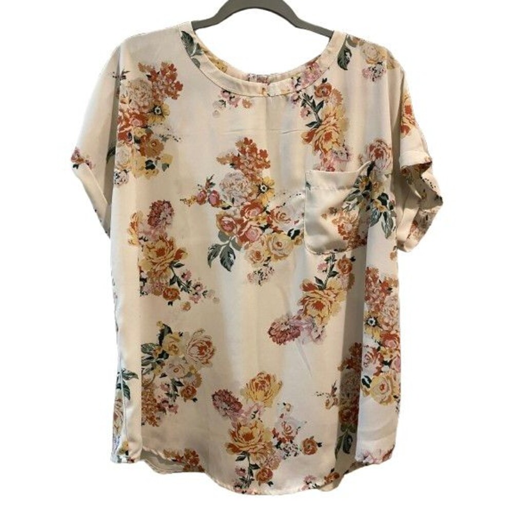 Women XL Blouse Pull-over Short Sleeve Floral Buffalo David Bitton